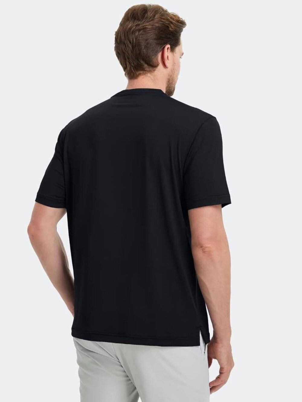 Mens Black Dry Fit Henley Shirt Moisture Wicking Casual Performance Tee - Picture 3 of 6